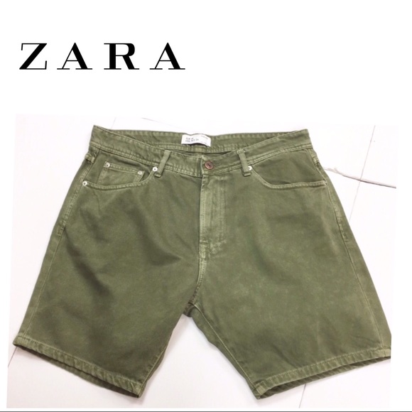 Zara Other - Zara Denim Shorts Military Green 8 inch Inseam